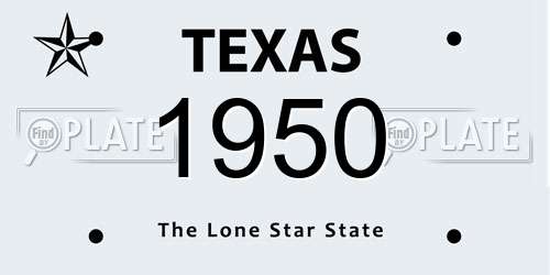 1950 Texas License Plate