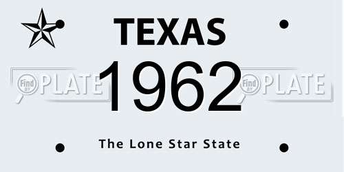 1962 Texas License Plate