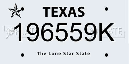 196559K Texas License Plate