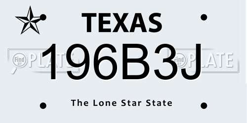 196B3J Texas License Plate