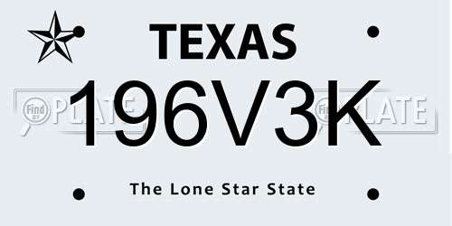 196V3K Texas License Plate