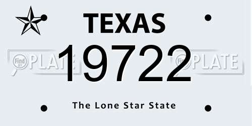 19722 Texas License Plate