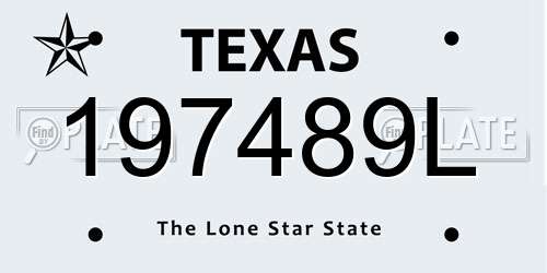 197489L Texas License Plate