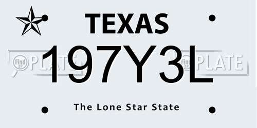 197Y3L Texas License Plate