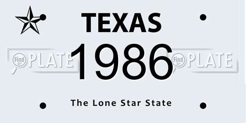 1986 Texas License Plate
