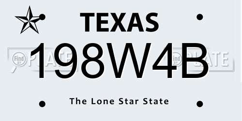 198W4B Texas License Plate