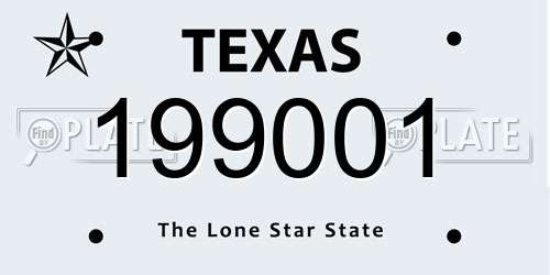 199001 Texas License Plate