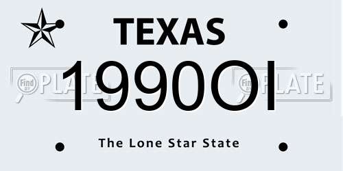1990OI Texas License Plate