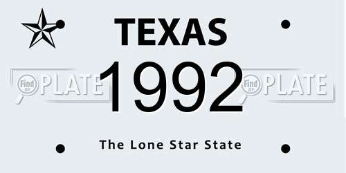 1992 Texas License Plate