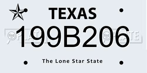 199B206 Texas License Plate