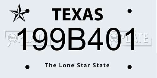 199B401 Texas License Plate