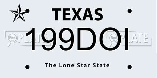 199DOI Texas License Plate