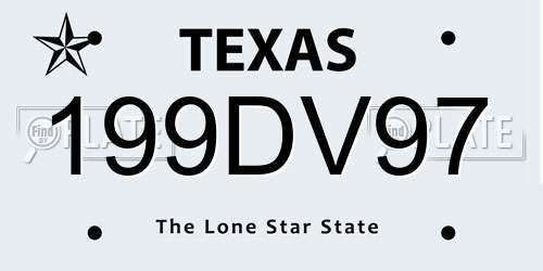 199DV97 Texas License Plate