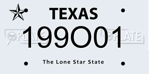 199O01 Texas License Plate