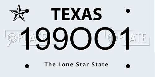 199OO1 Texas License Plate