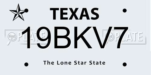 19BKV7 Texas License Plate