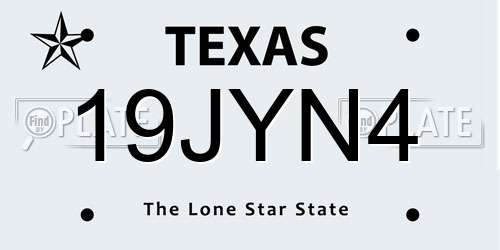 19JYN4 Texas License Plate