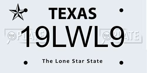 19LWL9 Texas License Plate