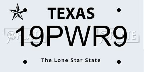 19PWR9 Texas License Plate