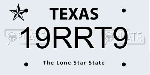 19RRT9 Texas License Plate