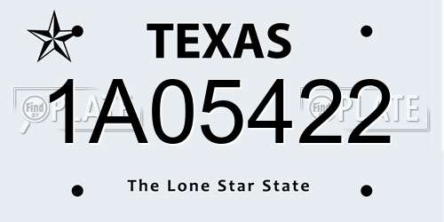 1A05422 Texas License Plate