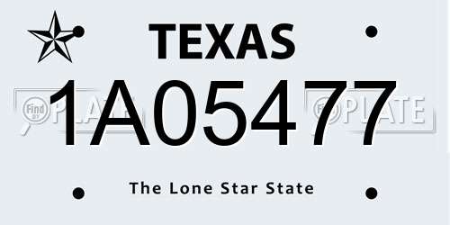 1A05477 Texas License Plate