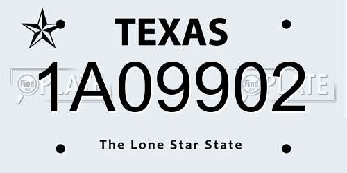 1A09902 Texas License Plate