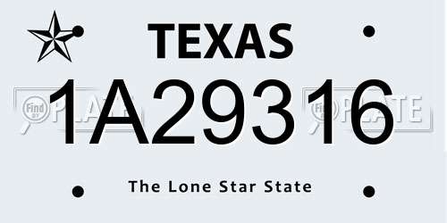 1A29316 Texas License Plate