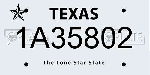 1A35802 Texas License Plate