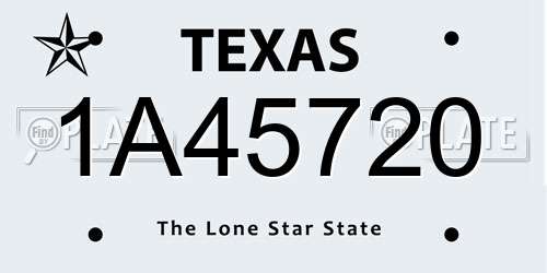 1A45720 Texas License Plate