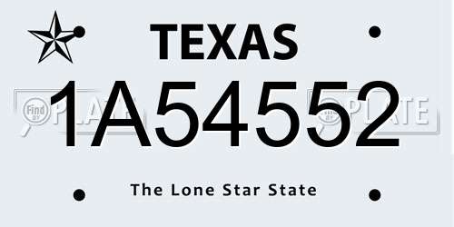1A54552 Texas License Plate