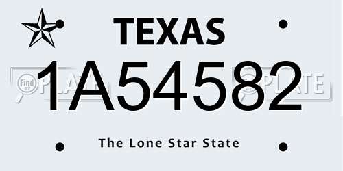 1A54582 Texas License Plate