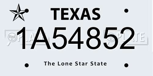 1A54852 Texas License Plate