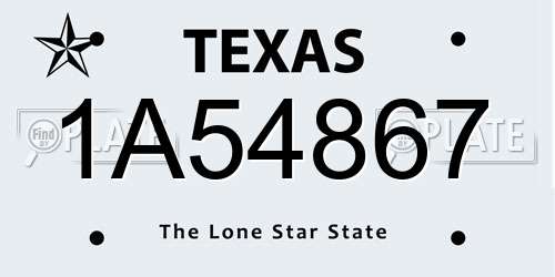 1A54867 Texas License Plate