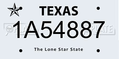 1A54887 Texas License Plate