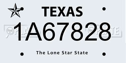 1A67828 Texas License Plate