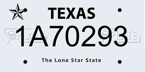1A70293 Texas License Plate