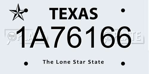 1A76166 Texas License Plate