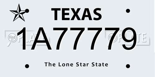 1A77779 Texas License Plate