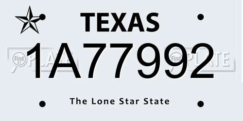 1A77992 Texas License Plate