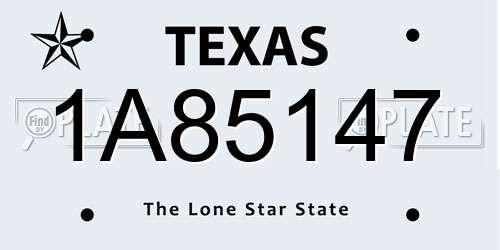 1A85147 Texas License Plate