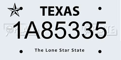 1A85335 Texas License Plate