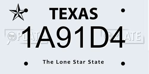 1A91D4 Texas License Plate