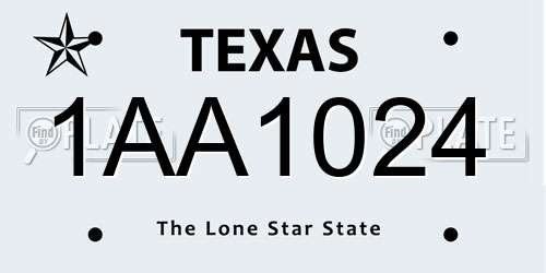 1AA1024 Texas License Plate