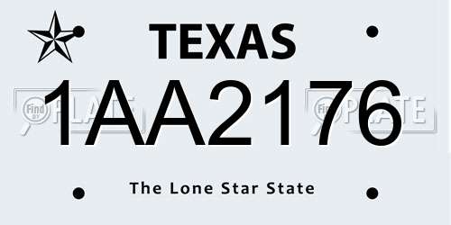 1AA2176 Texas License Plate