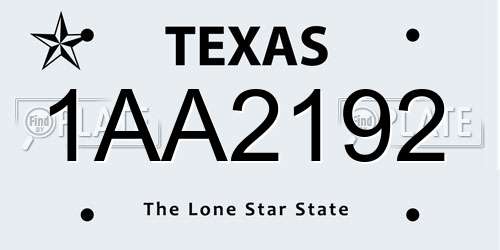 1AA2192 Texas License Plate