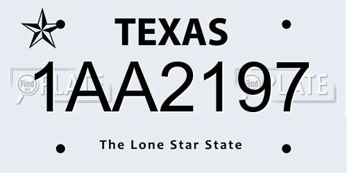 1AA2197 Texas License Plate