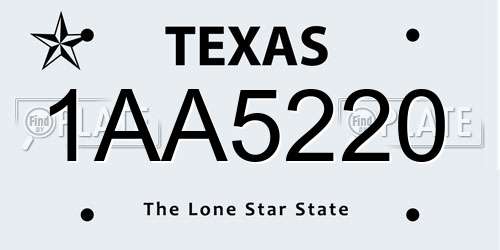 1AA5220 Texas License Plate