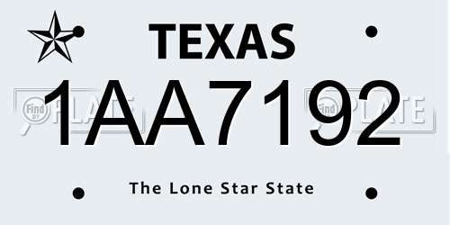1AA7192 Texas License Plate