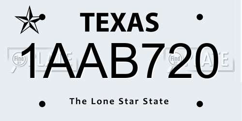 1AAB720 Texas License Plate